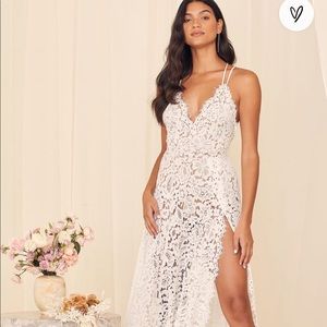 Lulu’s Love of Details White Lace Maxi Dress
